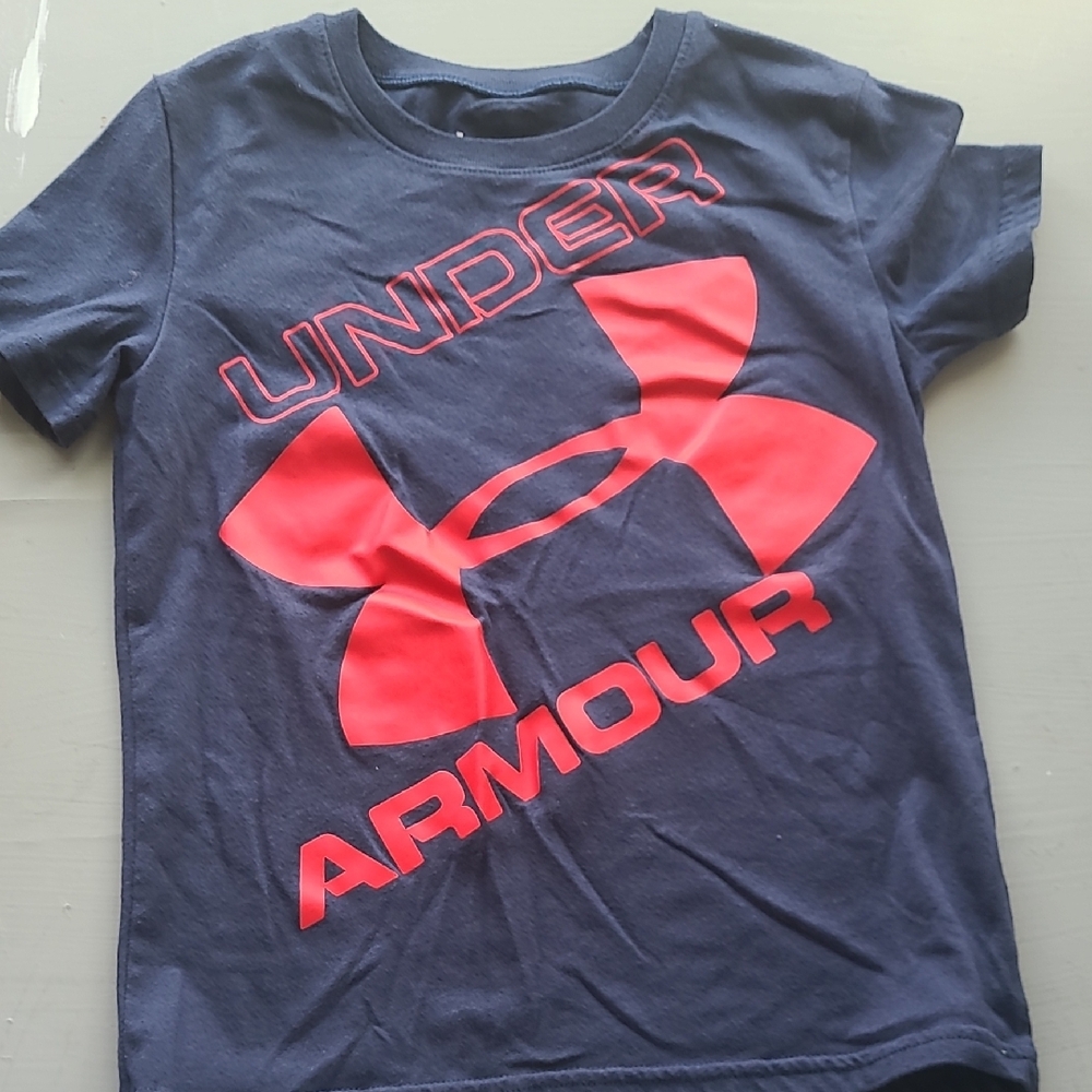 Under Armour Kids Navy and Red Logo T-Shirt